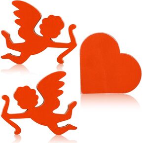 Wenqik 3 Pcs Valentine's Day Wooden Signs Heart Cupid Shaped Valentines Day Tiered Tray Decor Valentines Day Table Decorations Wood Valentines Day Centerpieces for Table Wooden Block for Wedding Home