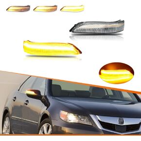 ADIIL 2PCS LED Dynamic Sequential Signal Side Mirror Lights For 2008-2013 Honda Accord & 06-09 Acura RL,Clear Lens Amber LED Front Side Mirror Marker Lamps