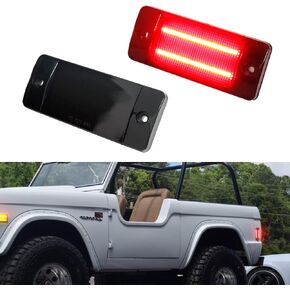 Compatible With 70 71 72 73 74 75 76 77 Ford Bronco & 70 71 72 Ford Pickup Front side Bumper marker turn lights Amber Led Smoked Lens D5TZ-15A201-BR; D5TZ-15A201-BRP