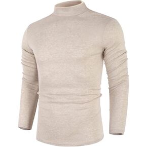 Poriff Men's Casual Mock Neck Tops Long Sleeve Slim Fit Turtleneck Pullover Sweaters