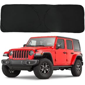 D-Lumina Windshield Sunshade Compatible with Jeep Wrangler JL JLU (Sports, Sahara, Rubicon, 2/4Door) 2018-2025; Gladiator JT 2020-2025 - Foldable Front Window Sun Shade Shield Protector