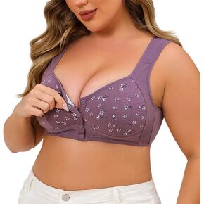 Daisy Bra for Older Women, Breathable Front Closure Daisy Bra, Full Support Wide Back No Underwire Push Up Bra
