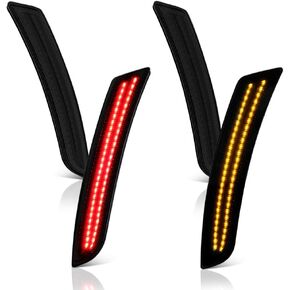[4-Pieces] VIPMOTOZ Smoke Lens Front Amber + Rear Red LED Strip Side Marker Light Fender Parking Lamp Pair Replacement For 2016-2022 Chevy Camaro, Driver & Passenger Side