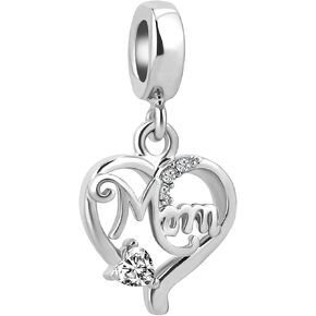 Women Mum Love Heart Charm Compatible with Pandora Bracelets Silver Rose Gold Mother Mommy Daughter Son Husband Mothers Day Birthday Anniversary in Kuwait