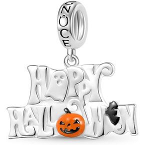 GNOCE Happy Halloween Pendant Charm Sterling Silver Dangle Halloween Charm Fit Bracelet/Necklace for Women Wife/Jewelry Gift
