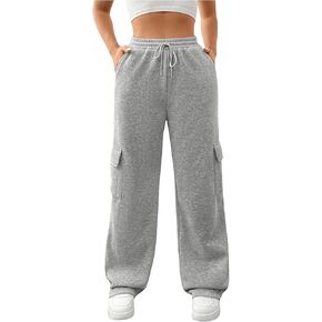 Girl's Drawstring Elastic Waist Straight Leg Sweatpants Loose Casual Cargo Pants