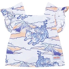 Kenzo Girl's Poplin Shirt with All Over Print (Little Kids/Big Kids) White 14A (14 Big Kid)