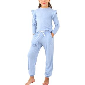 Jimonda Kids Girls Long Sleeve Tops and Pants with Pockets Clothing Set 2 Piece Outfits Tracksuit Outdoor Sweatsuit Sets