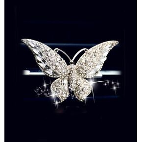 Bling Crystal Car Fragrance Butterfly Car Diffuser Air Freshener with Vent Clip (Silver)