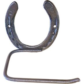 Cast Iron Horseshoe Toilet Paper Holder Gray Clear Coat Finish w/Hardware