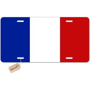 License Plate France Flag Decorative Car Front License Plate,Vanity Tag,Metal Car Plate,Aluminum Novelty License Plate for Men/Women Car,6 X 12 Inch