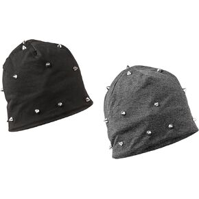Sacina Set of Two Goth Beanies Hats, Gothic Beanie, Punk Beanie, Emo Grunge Beanie, Goth Accessories Black, Grey