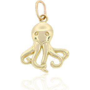 Gold Baby Octopus Charm - 10 Karat Solid Gold