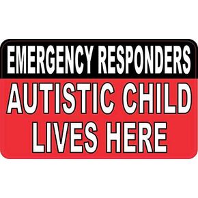 StickerTalk Autistic Child Lives Here Vinyl Sticker, 5 inches by 3 inches