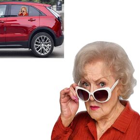 Betty-White Car Window Decal Window Cling Funny Sticker for Outside Window of Vehicles Automotive (Left)