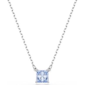 Swarovski Matrix pendant, Square cut, Blue, Rhodium Finish