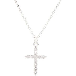 Gold/Silver/Rosegold Plated Cubic Zirconia Cross Necklace for Women,Cross Charm Necklace Waterproof Jewelry for Women