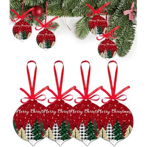 Christmas Ornaments Set of 8 for Christmas Tree Decorations, Happy Birthday to You Christmas Ornament 2023, Acrylic Xmas Hanging Ornaments fot Crafts Colored Ribbon Abstract Art Aesthetics 3.7"x3"