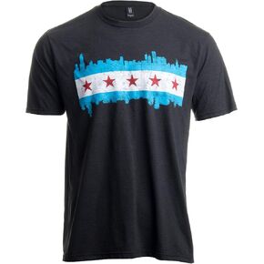Chicago City Flag Skyline | Vintage Retro-Feel Triblend T-Shirt for Men or Women