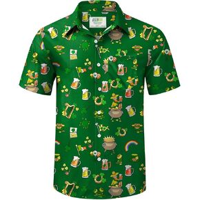 Arvilhill Men's Holiday Button Shirt Funny Short Sleeve Bowling Shirt (S-3XL)