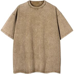Men's Oversized T-Shirts Heavy Loose Fit Vintage Washed Tee Unisex Cotton Short Sleeve Casual Shirts Tee Tops