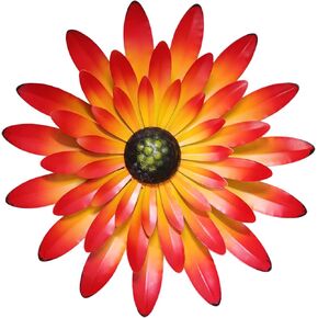 AHYS Metal Flowers Wall Decor Metal Wall Art Metal Wall Decor Hanging for Living Room Bedroom Bathroom Kitchen Dining Room Farmhouse Indoor Outdoor - Red