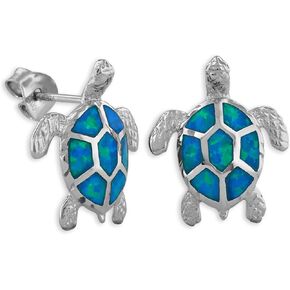 الجنيه الاسترليني الفضة الاصطناعية العقيق الأزرق السلاحف أقراط in Kuwait