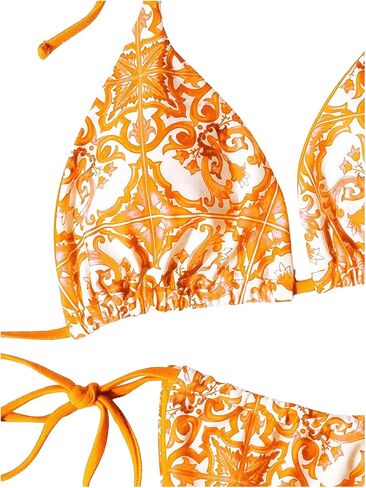 SHENHE Women's 2 Piece Print Triangle Bikini Sets Tassel Decor Halter Swimsuit Bathing Suit in Saudi Arabia