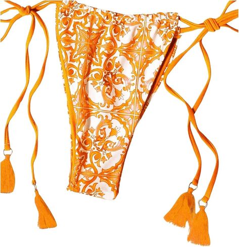 SHENHE Women's 2 Piece Print Triangle Bikini Sets Tassel Decor Halter Swimsuit Bathing Suit in Saudi Arabia