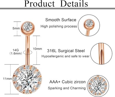 10 قطع 14 جرام حلقات زر البطن الجراحية من الفولاذ للنساء حلقات البطن المتدلية اللطيفة حلقات السرة CZ الفرس فراشة زهرة البطن ثقب المجوهرات حزمة in Kuwait