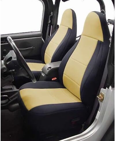 Coverking Custom Fit Seat Cover for Jeep Wrangler CJ 2-Door - (Neoprene, Solid Black) in Saudi Arabia