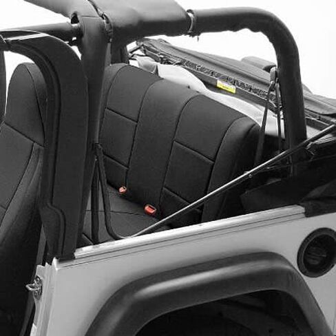 Coverking Custom Fit Seat Cover for Jeep Wrangler CJ 2-Door - (Neoprene, Solid Black) in Saudi Arabia