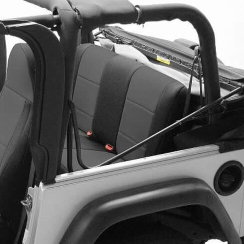 Coverking Custom Fit Seat Cover for Jeep Wrangler CJ 2-Door - (Neoprene, Solid Black) in Saudi Arabia