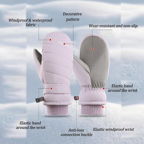 Women-Winter-Ski-Mittens-Gloves Warm-Waterproof-Snow-Mittens for Cold-Weather-Outdoor-Sports in Kuwait