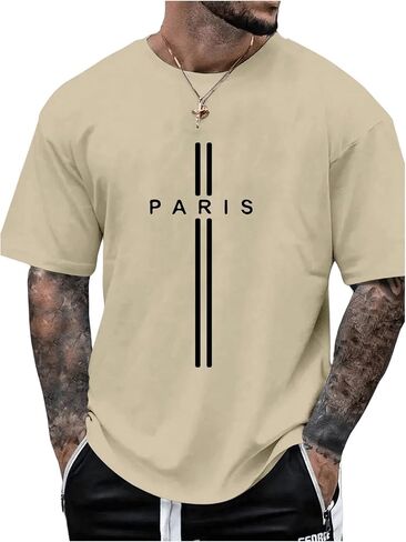 SOLY HUX Men's Summer Letter Graphic Short Sleeve Crew Neck T Shirt Drop Shoulder Casual Tee Tops in Saudi Arabia