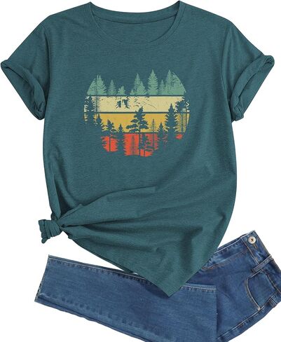J&DHUASHA Women's Plus Size T-Shirt Short Sleeve Crewneck Graphic Tees Casual Summer Printed Tops in Saudi Arabia