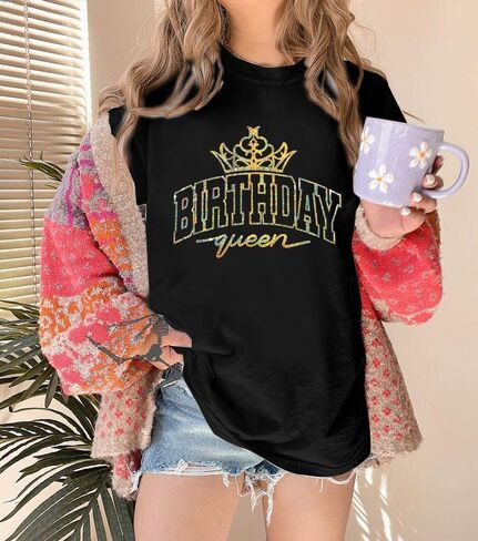ASTANFY Oversized My Birthday Shirt: Birthday Gifts for Women Party Tops Sparkle Shirt Graphic Tees Short Sleeve in Saudi Arabia