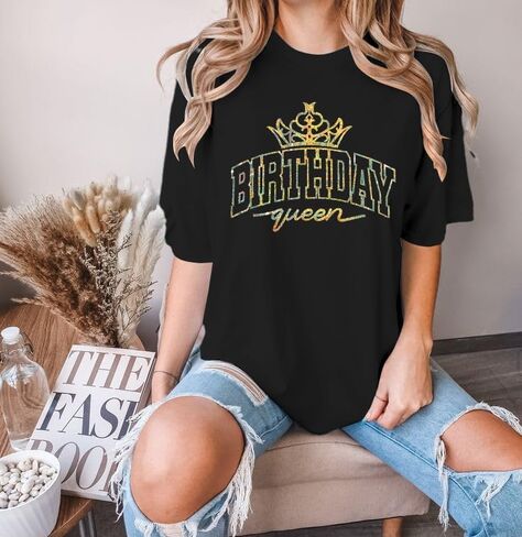 ASTANFY Oversized My Birthday Shirt: Birthday Gifts for Women Party Tops Sparkle Shirt Graphic Tees Short Sleeve in Saudi Arabia