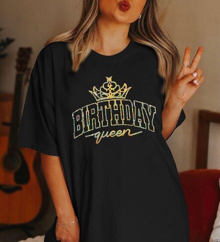 ASTANFY Oversized My Birthday Shirt: Birthday Gifts for Women Party Tops Sparkle Shirt Graphic Tees Short Sleeve in Saudi Arabia