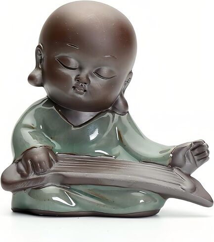 تمثال بوذا الضاحك من السيراميك، تمثال بوذا اللطيف الصغير، تمثال راهب سعيد، تمثال صغير لسطح المكتب، زينة الشاي، ديكور المنزل (نمط M) in Kuwait