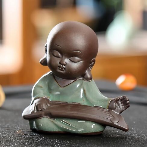 تمثال بوذا الضاحك من السيراميك، تمثال بوذا اللطيف الصغير، تمثال راهب سعيد، تمثال صغير لسطح المكتب، زينة الشاي، ديكور المنزل (نمط M) in Kuwait