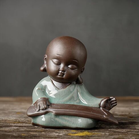 تمثال بوذا الضاحك من السيراميك، تمثال بوذا اللطيف الصغير، تمثال راهب سعيد، تمثال صغير لسطح المكتب، زينة الشاي، ديكور المنزل (نمط M) in Kuwait