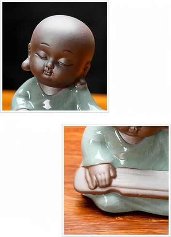 تمثال بوذا الضاحك من السيراميك، تمثال بوذا اللطيف الصغير، تمثال راهب سعيد، تمثال صغير لسطح المكتب، زينة الشاي، ديكور المنزل (نمط M) in Kuwait