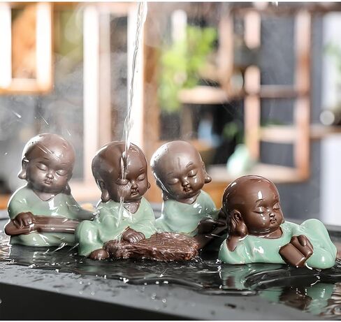 تمثال بوذا الضاحك من السيراميك، تمثال بوذا اللطيف الصغير، تمثال راهب سعيد، تمثال صغير لسطح المكتب، زينة الشاي، ديكور المنزل (نمط M) in Kuwait