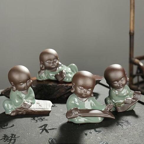 تمثال بوذا الضاحك من السيراميك، تمثال بوذا اللطيف الصغير، تمثال راهب سعيد، تمثال صغير لسطح المكتب، زينة الشاي، ديكور المنزل (نمط M) in Kuwait
