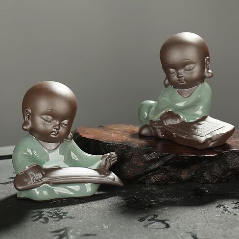 تمثال بوذا الضاحك من السيراميك، تمثال بوذا اللطيف الصغير، تمثال راهب سعيد، تمثال صغير لسطح المكتب، زينة الشاي، ديكور المنزل (نمط M) in Kuwait