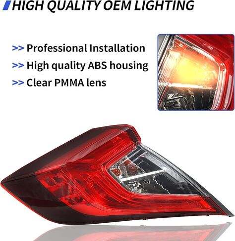 Tail Light Compatible With 2016-2021 Honda Civic 4-Door Sedan Red Clear Tail Light Outer Passenger Right Replacement in Saudi Arabia