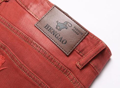 HENGAO Men's Ripped Jeans Slim Fit Stretch Straight Fit Denim Pants in Saudi Arabia