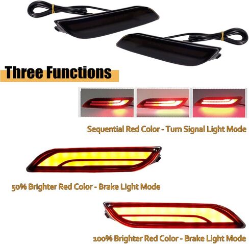 Smoked Lens Full LED Bumper Reflector Lights Compatible With 2018-up Toyota Camry, Function as Tail, Brake & Rear Fog Lamps in Kuwait