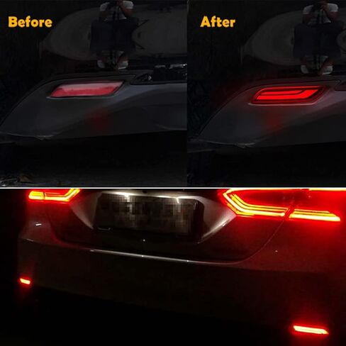 Smoked Lens Full LED Bumper Reflector Lights Compatible With 2018-up Toyota Camry, Function as Tail, Brake & Rear Fog Lamps in Kuwait